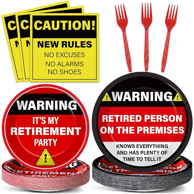 Qyeahkj 100 Pcs Funny Happy Retirement Party Supplies Caution Retirement Paper by Qyeahkj
