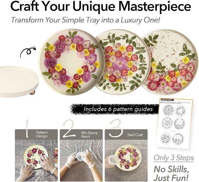 Auraeve All-in-One Craft Resin Tray Kit, 9.8" | Create Real Flower Tray - Image 3