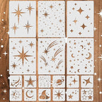 18 PCS Large Star Stencil for Painting Reusable Paint Stencils for Walls by Yazhiji