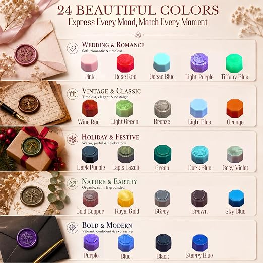 xxxHOLIC 620 Pcs Sealing Wax Beads Kit, 24 Colors - Image 4