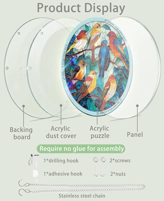 Acrylic Puzzle Suncatcher, Painted Finch Sun Catcher - Image 6