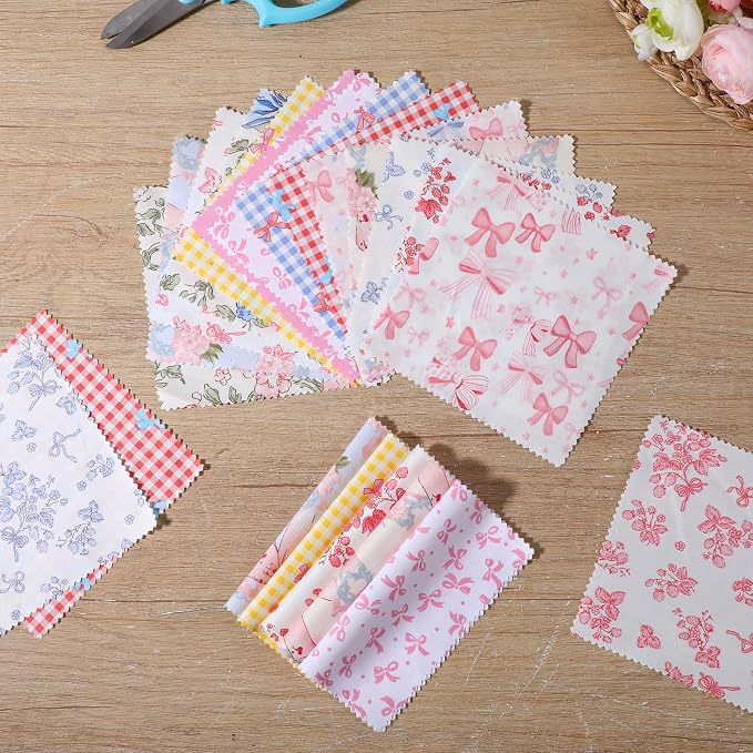 84 Pcs Multicolor Charm Packs for Quiltings, Beautiful Colorful Bow and Flower - Image 6