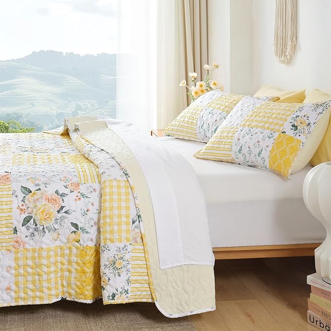 YIKUSH Quilt Sets Queen Size Floral Quilt Set 3 Pieces Bedding Set Bedspreads - Image 2