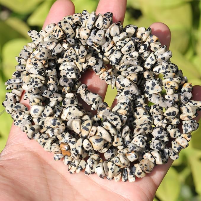 200 Pcs Crystal Chip Beads for Jewelry Making 5-8mm Dalmation Jasper | Natural - Image 2