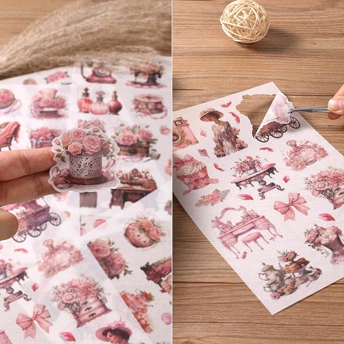 Vintage Ephemera Sticker 24 Sheets precut 300 washi Stickers Paper People - Image 6