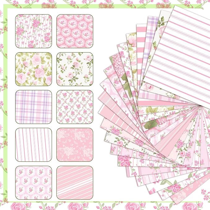 HunnmingRe 20 Pcs 10''x10'' Pink Hydrangea Flower Quilting Fabric Square Pink - Image 2