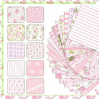 HunnmingRe 20 Pcs 10''x10'' Pink Hydrangea Flower Quilting Fabric Square Pink - Image 2