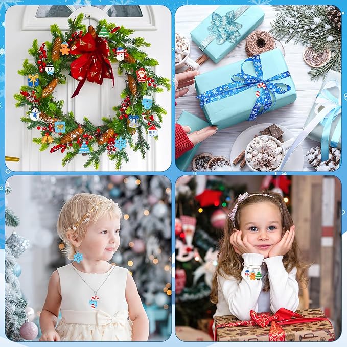 Augshy 64 Pcs Winter Resin Charms, Christmas Snowflake Snowman Pendants | - Image 7