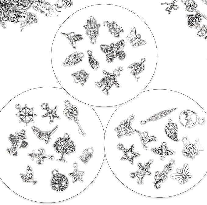 SANNIX 350Pcs Silver Charms for Jewelry Making Wholesale Bulk Tibetan Silver - Image 4