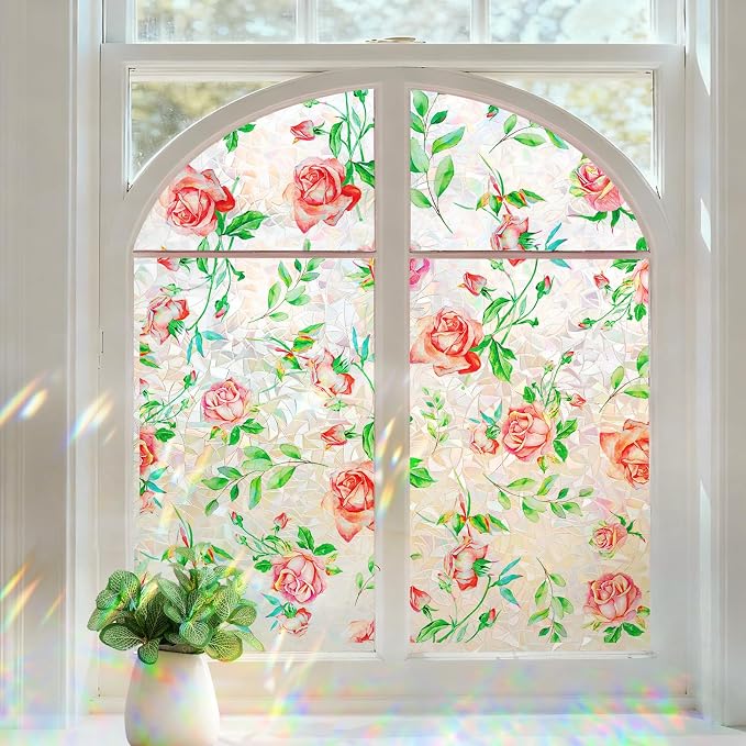 Coavas Window Privacy Film, Rainbow Stained Glass Decorative Window Clings by Coavas