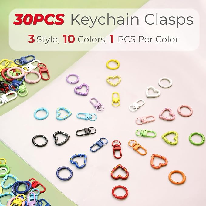 30PCS Keychain Clasp Set – 10 Colors Small Set - Image 2