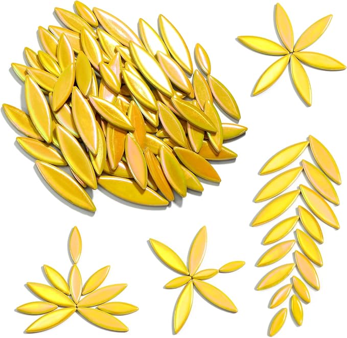 Yoption Petal Mosaic Tiles for Crafts, 200g Flower Leaf Ceramic Tiles Pieces by Yoption