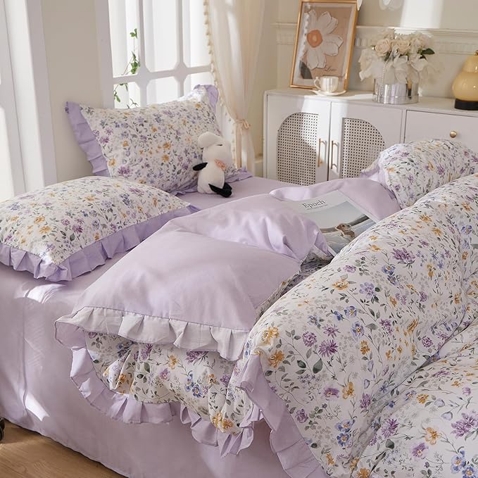 mixinni Floral Duvet Cover Set Full Size, 100% Cotton 3-Piece Bedding Set - Image 9