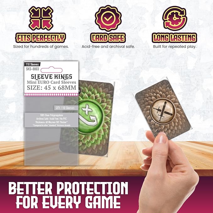 Sleeve Kings Mini Euro Card Sleeves 45 x 68 mm – 110 Pack, Extra Clear 60 - Image 5