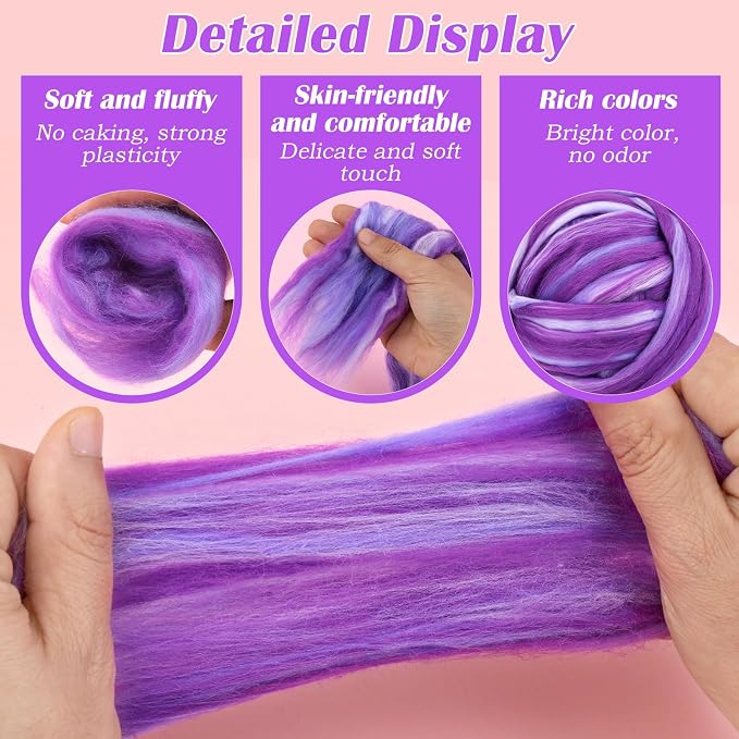 Wool Roving 7.02oz Colored Natural Needle Felting Wool Bulk - Image 6