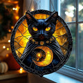 Black Cat & Golden Moon Acrylic Suncatcher by Unknown