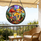 DASTOLL Stained Glass Window Hanging, Jungle Mushrooms Sun Catchers Diamond - Image 6