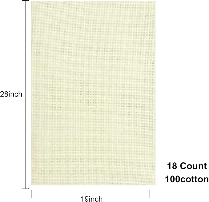 Aida Cloth 18 Count Cross Stitch Fabric, 19×28inch | Medium Fine, Neutral - Image 2