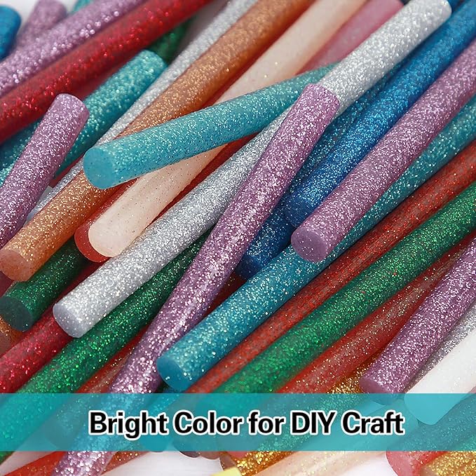 KEILEOHO 280 PCS Colored Glitter Hot Melt Glue Sticks, 14 Colors Mini Glue - Image 7