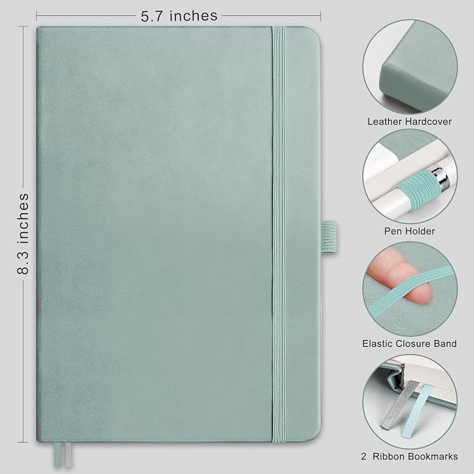 RETTACY Lined Journal Notebook, 192 Numbered Pages, A5 Size | Leather Hardcover - Image 2