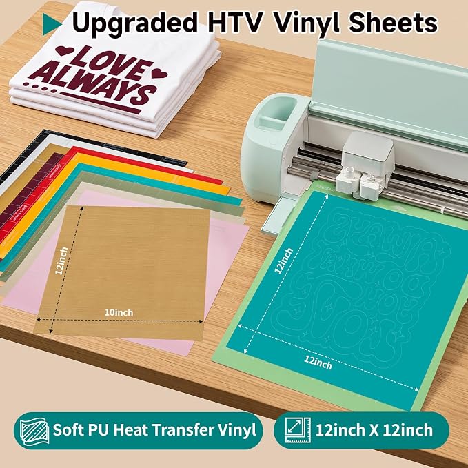 TECKWRAP Heat Transfer Vinyl for T Shirts, 50+ Washes, 10 Sheets 12" x 12" | - Image 3