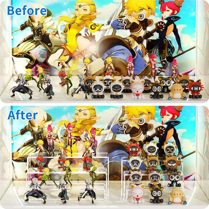 NIUBEE Acrylic Display Riser, 2 Set Clear Rectangular Stands - Image 4