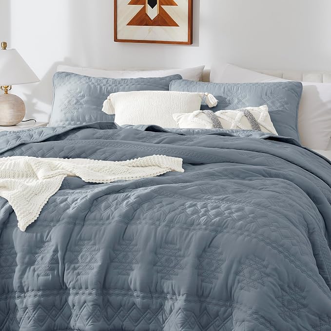 WDCOZY Boho Blue Grey Twin Quit Size Bedding Sets - Image 3