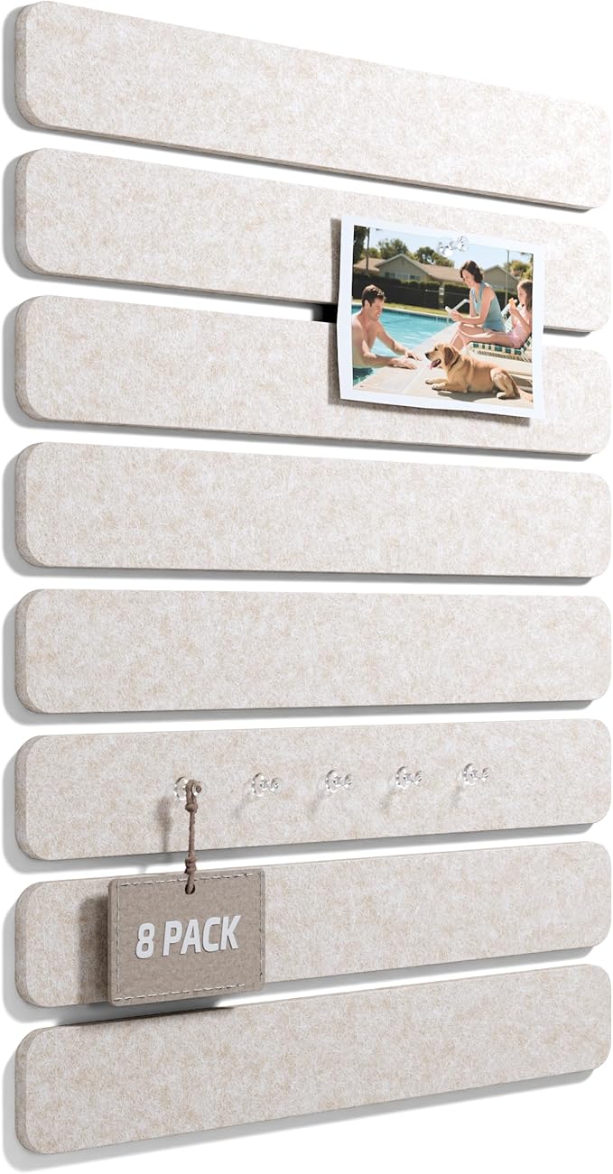 Fluxynara Cork Board Alternative Felt Strip Board 8-Pack 13"x2", Office Pin by FLUXYNARA