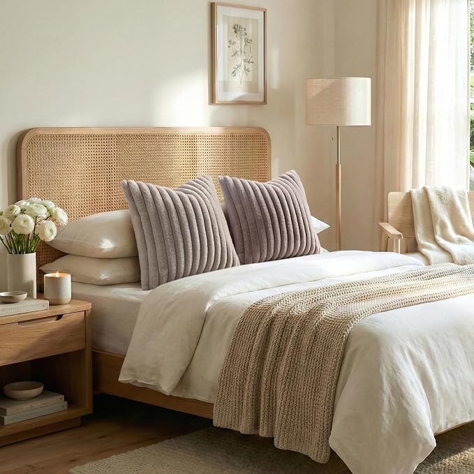 Pallene Faux Fur Plush Throw Pillow Covers 24x24 Set of 2, Luxury Soft Fluffy - Image 4