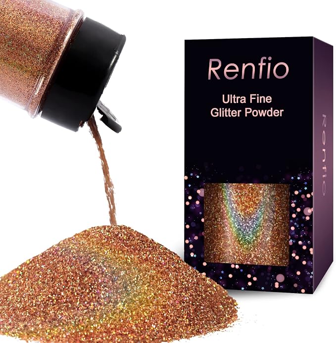 Renfio Holographic Ultra Fine Glitter Powder Metallic Resin Glitter 2.11 Oz PET by Renfio