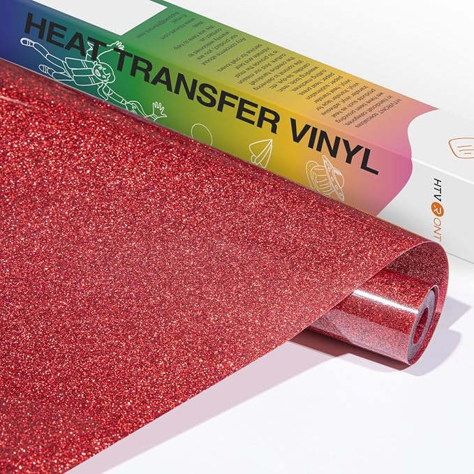 HTVRONT Red Glitter HTV Vinyl- 10” x 5ft Red Glitter Iron On Vinyl | Red by HTVRONT