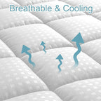 HYLEORY Twin XL Mattress Pad Quilted Fitted Mattress Protector Cooling Pillow - Image 2