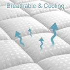 HYLEORY Full XL Mattress Pad Quilted Fitted Mattress Protector Cooling Pillow - Image 2
