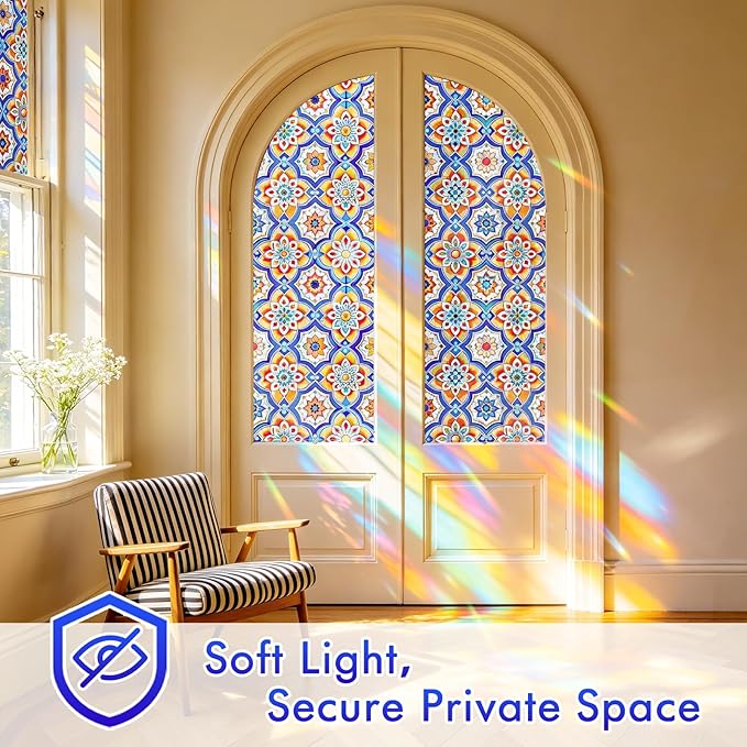 SOMWISE Rainbow Window Privacy Film, Heat Control, UV Blocking, Anti-Glare - Image 5