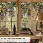 Original Hand Drawn Wisteria Stained Glass Window Border Film, Transparent - Image 4