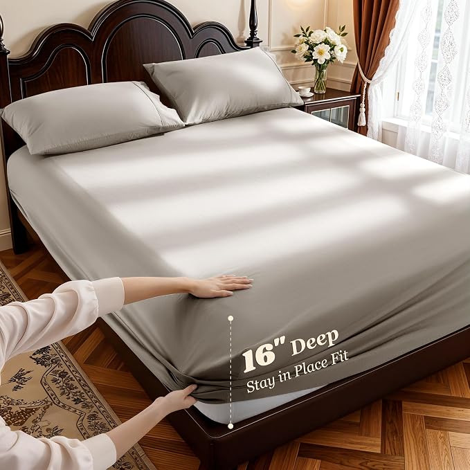 LBRO2M 1000 Thread Count 100% Egyptian Cotton Sheets Set Full Size, 4 Piece - Image 4