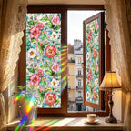 Camellia Window Film Decorative Privacy, Static Cling Stained Glass Film by Unknown