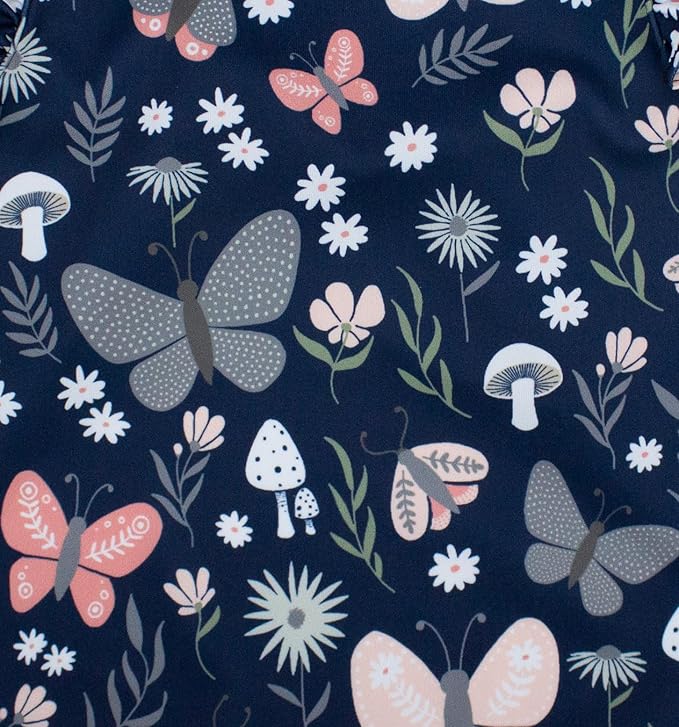 BapronBaby Flutter Butterfly Garden Bapron - No Neck Tie Safer Bib for Baby & Toddler - Soft Waterproof Stain Resistant - Machine Washable - Sz Preschool 3-5yrs