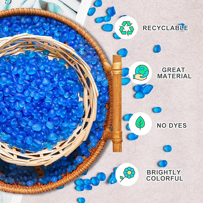 Sea Glass Stones for Crafts About 2.75LB Blue Glass Pebbles Gemstones Bulk for - Image 3