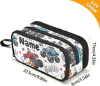 Custom Truck Racing Car Flag Pencil Case Box Boys Girls Personalized Name Large - Image 7