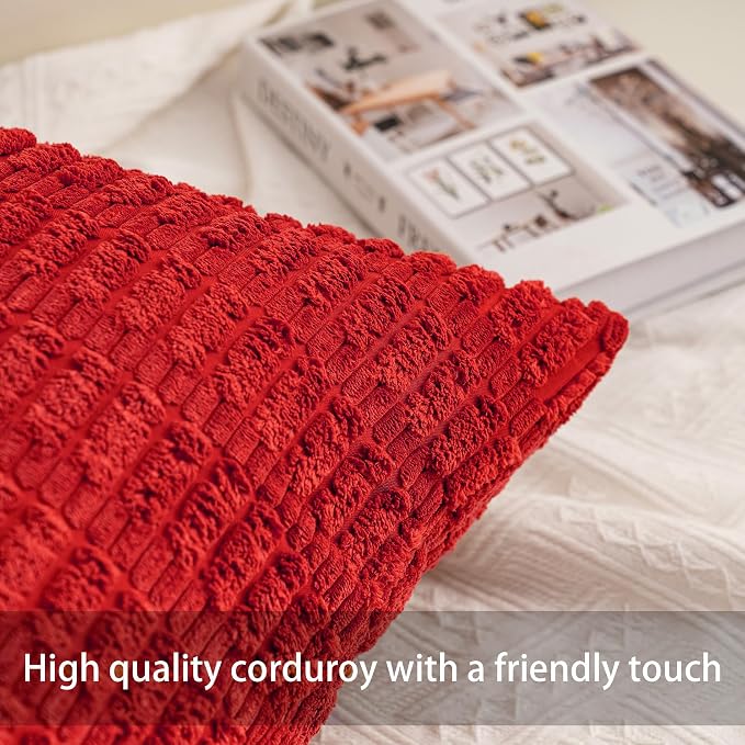 Aegero Pack of 2 Corduroy Decorative Throw Pillow Covers 12x24 Inch Soft - Image 2