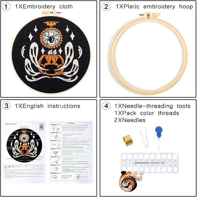 Halloween Embroidery Kits for Beginners Adults, Ghost Embroidery Starter Kits - Image 2