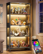 Glass Display Cabinet with Doors, 4-Tier Display Case with Adjustable Shelves by Unknown