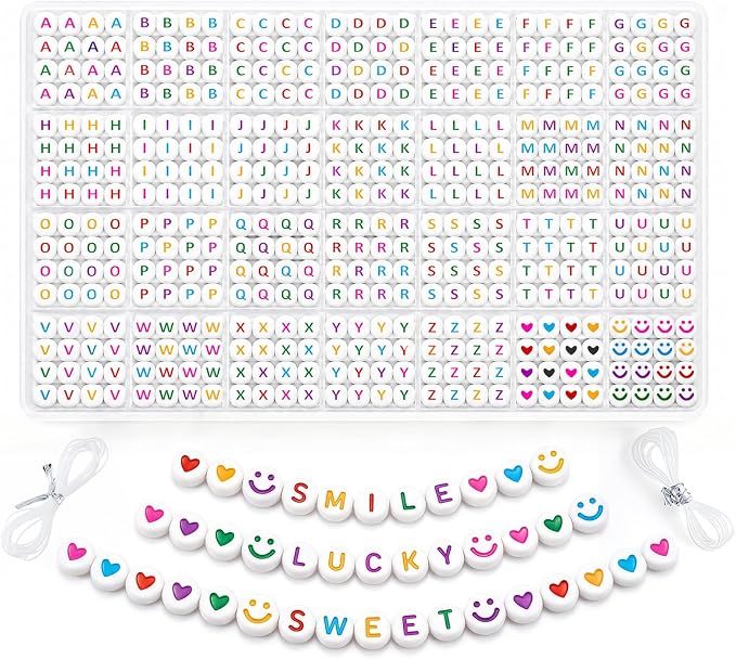 1400 PCS 4x7mm Round Alphabet Letter Beads by artificialplants