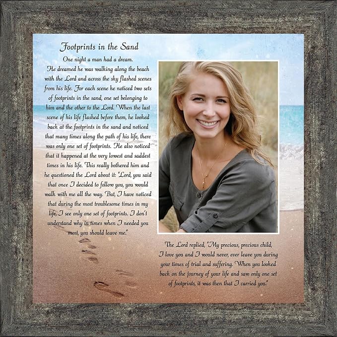 Footprints in the Sand Inspirational Wall Art, Beach Decor, Christian Gifts - Image 2