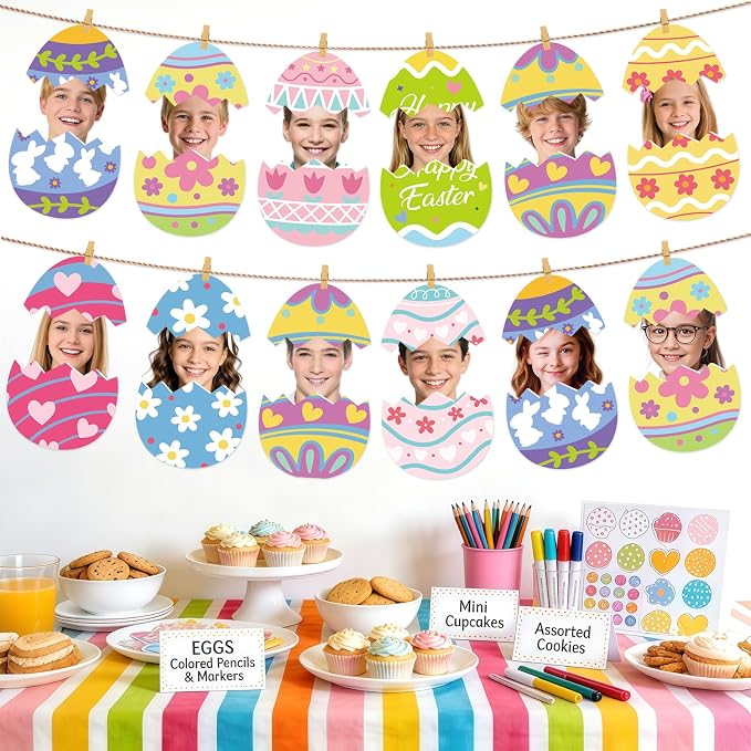 54Pcs Easter Egg Cutouts, Spring Classroom Bulletin Board Decorations, - Image 6