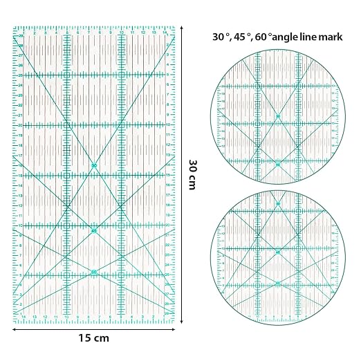 MANUFORE 15 x 30cm Sewing Acrylic Ruler Anti-Slip Metric Ruler DIY Quilting - Image 2