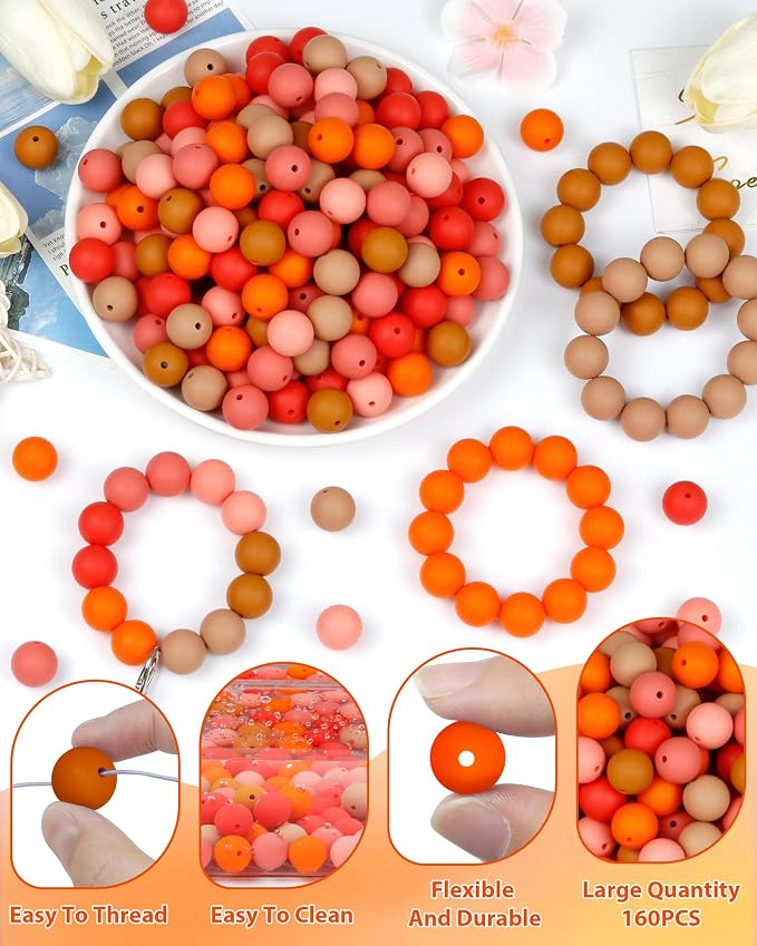 160PCS FIVEIZERO 12mm Silicone Beads - Image 3