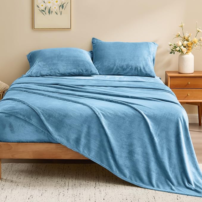 BEDELITE Flannel Sheets Full Size Forever Blue - Image 2