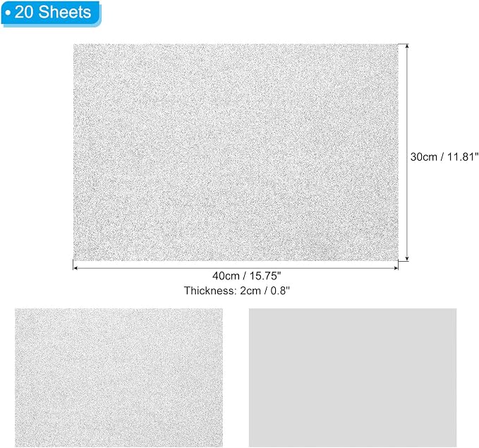 PATIKIL Silver Shiny EVA Glitter Foam Sheet 16x12 Inch 2mm Thick - Image 2